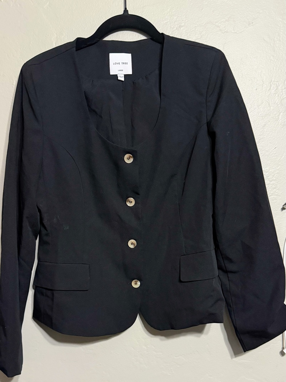 Love Tree Black Tailored Women's Button Front Blazer